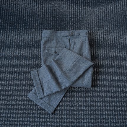 CssuGent 50%羊毛那不勒斯皇后人字纹小直筒西裤男绅装老钱休闲裤