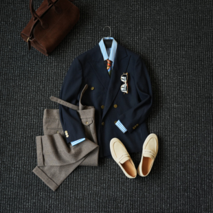 CssuGent那不勒斯皇后高定布雷泽戗驳领西服男单粒扣绅装西装外套