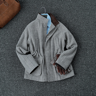 CssuGent冬季50%羊毛厚款亲王格立领猎装外套男复古收腰保暖夹克