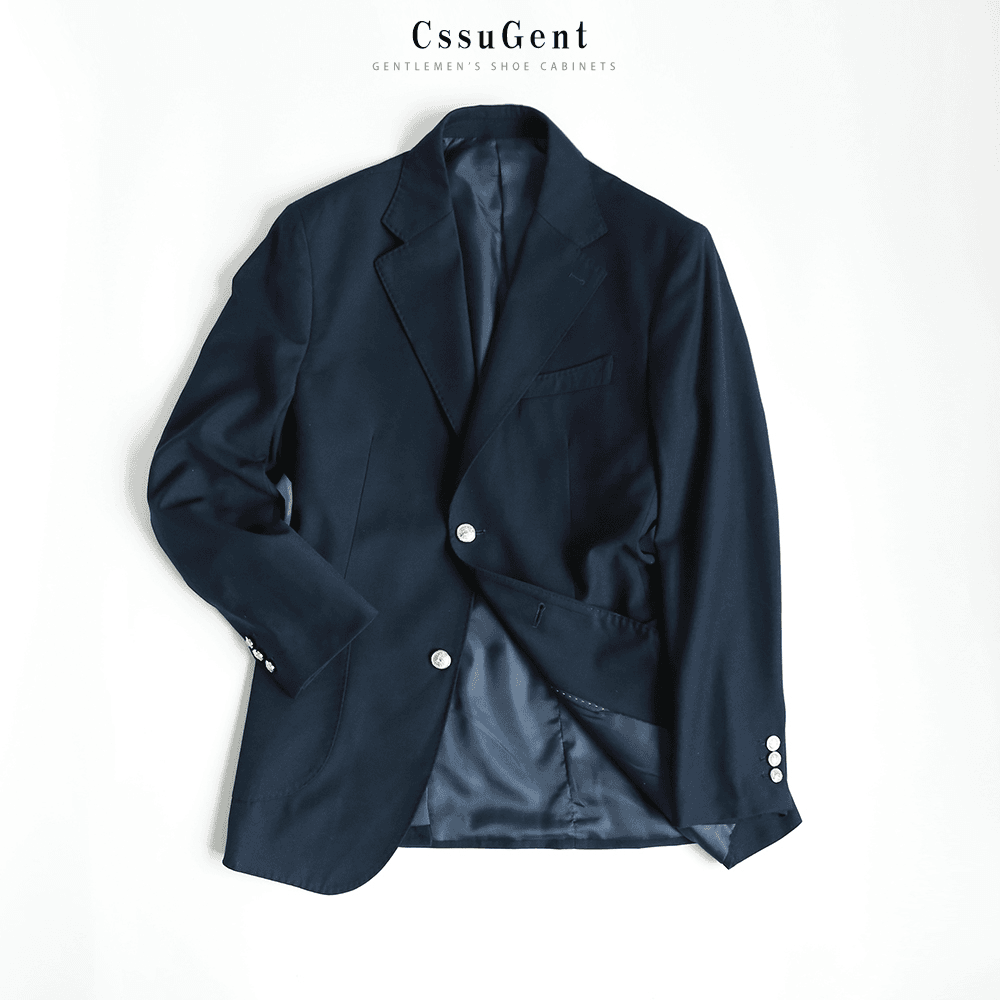 搞定Blazer金属扣那不勒斯藏蓝色布雷泽西服男士意式休闲四季西装