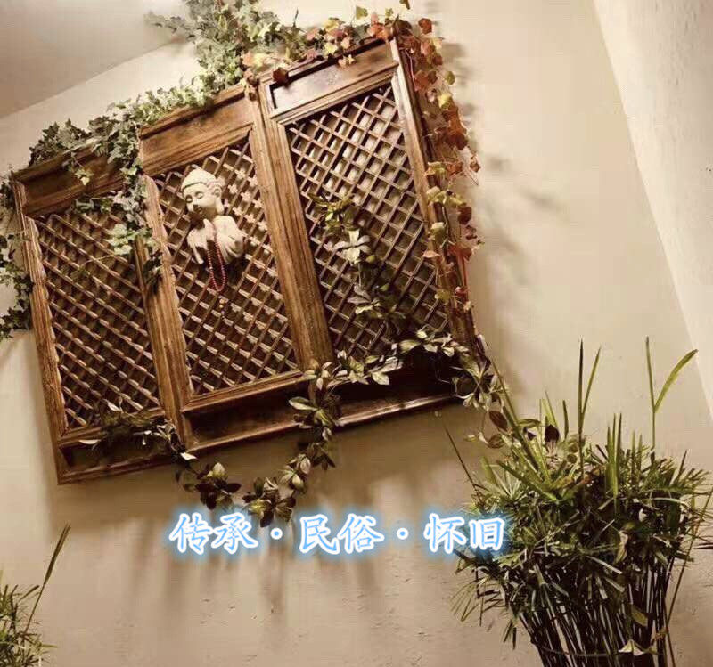 民俗怀旧老物件旧隔扇隔断旧格栏门窗老木门旧木窗木装饰民宿茶馆