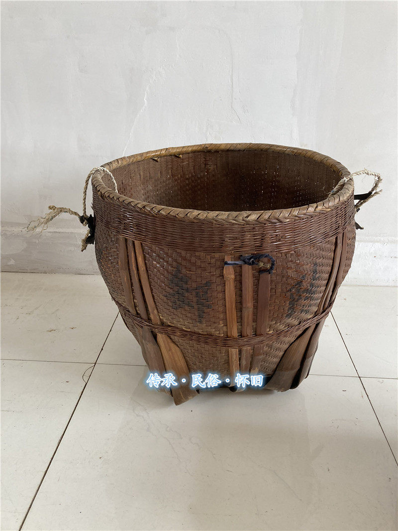 民俗老物件老竹筐茶叶筐农村柳编篮筐田园风怀旧中式装饰摆件展览
