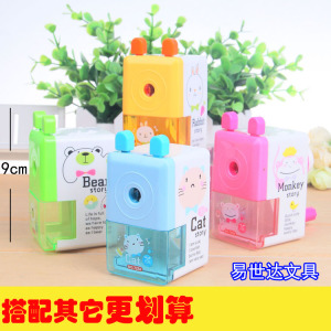 开心卷笔刀 削笔器 卡通小学生文具创意刨笔刀手摇铅笔刀722A批发