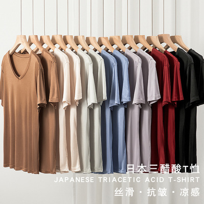 纯色短袖醋酸纯色日本抗皱