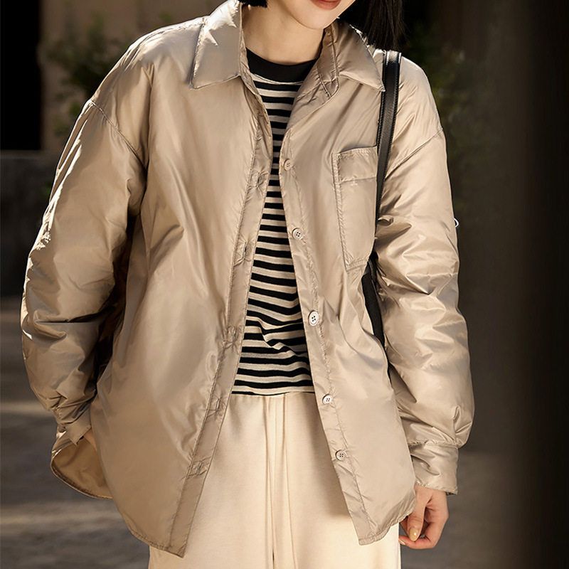 保暖通勤风95绒衬衫式鹅绒外套