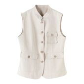 坎肩叠穿上衣设计感小众 春无袖 日系复古棉麻马甲女款 2026新款