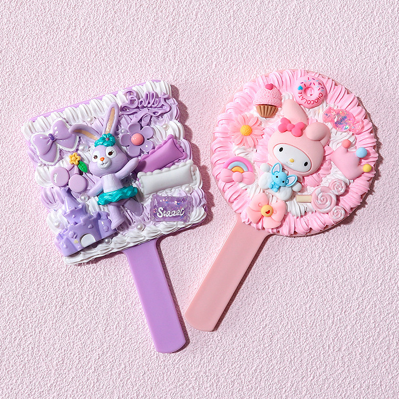 마카롱 컬러 휴대용 거울 사랑 광장 휴대용 학생 기숙사 작은 거울 크림 접착제 DIY 재료 INS 스타일
