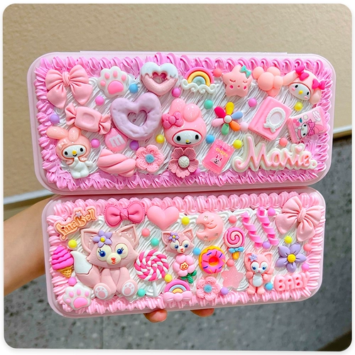 Кремовый пенал, мультяшный милый набор материалов для школьников, «сделай сам», популярно в интернете