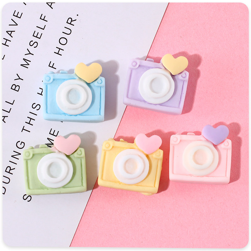 卡通q版仿真爱心相机模型奶油胶diy材料创意树脂配件发夹手机壳