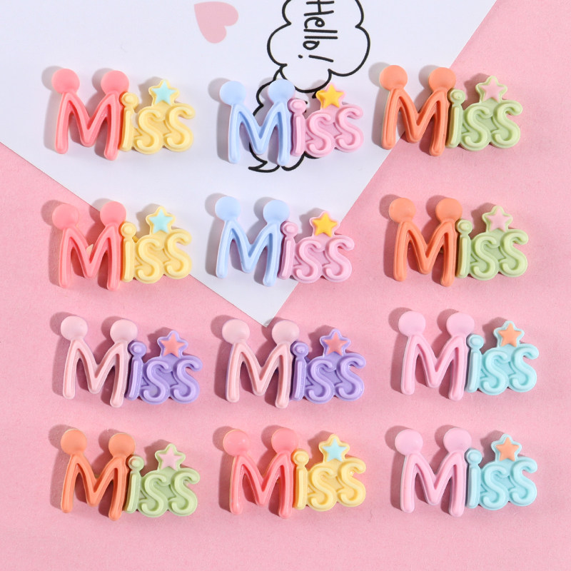 趣味卡通英文miss字牌奶油胶手机壳diy材料手工制作创意装饰