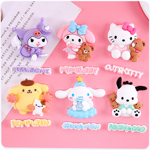 卡通大号平底大耳狗猫咪树脂配件英文字牌奶油胶diy材料文具盒