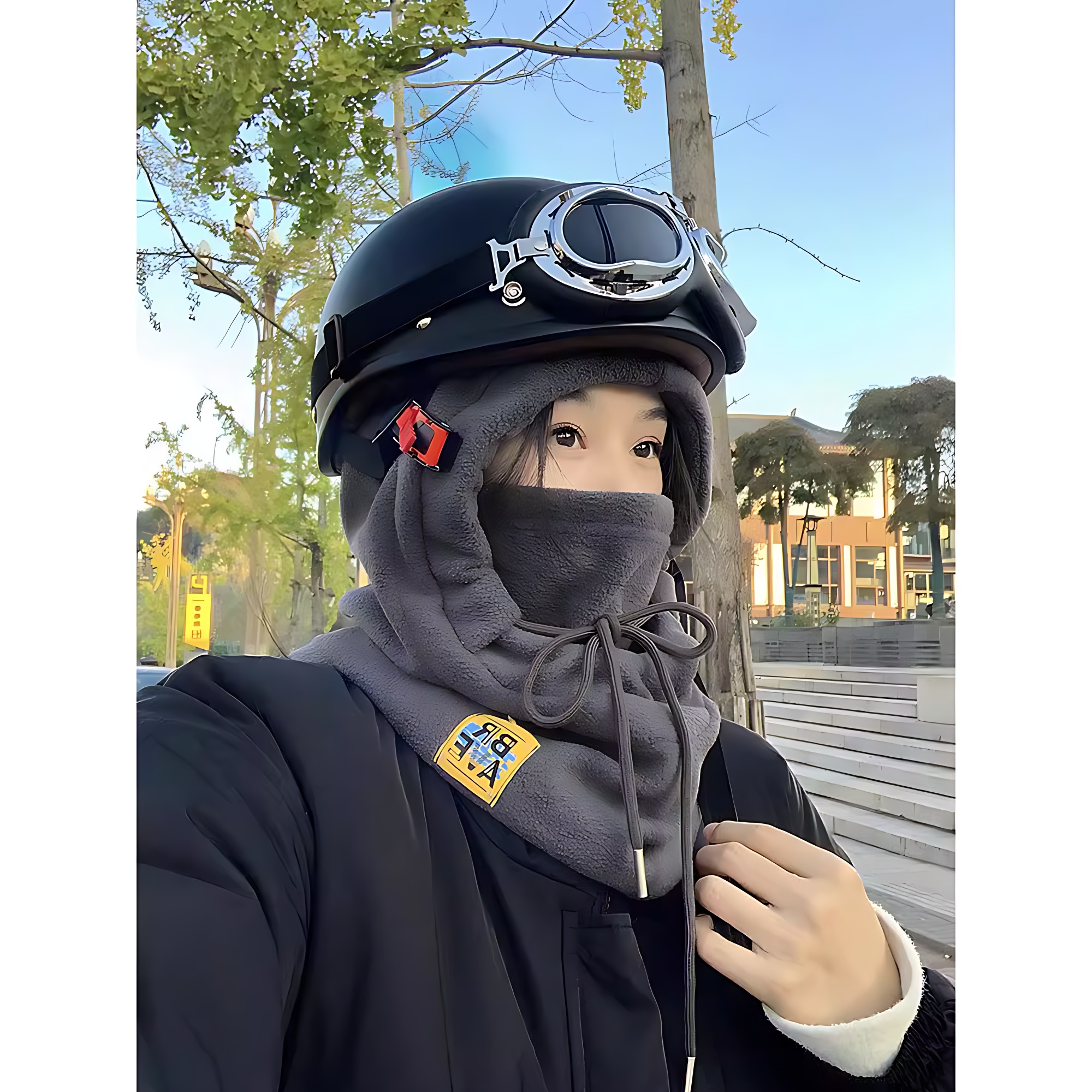 电动车帽子头盔内胆保暖神器