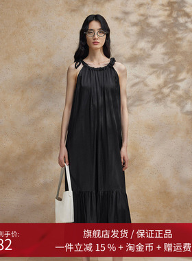 播黑色无袖连衣裙女商场同款2024夏有优雅海边沙滩长裙BDR2LD1241