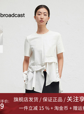 播商场同款设计感T恤女24春秋不规则别致短袖上衣BDR3YD1765