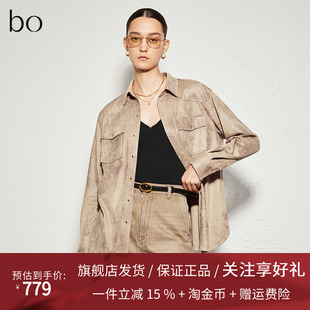 播商场同款黑标系列复古做旧衬衫女24秋新美式宽松衬衫BDR3CD2135