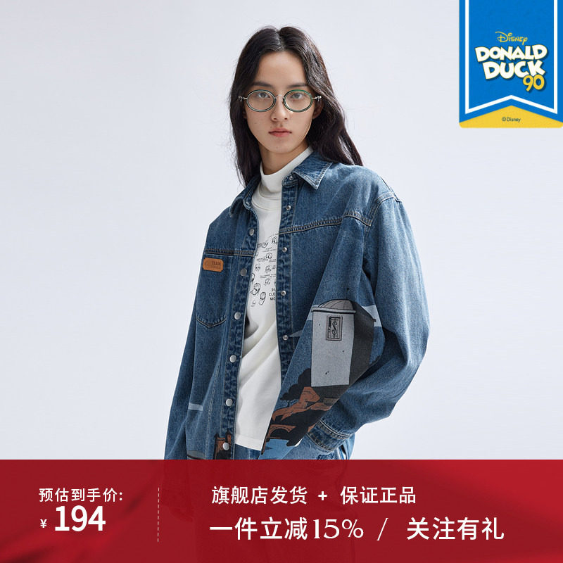 播迪士尼唐老鸭联名系列商场同款时髦翻领牛仔衬衫外套BDR1CD0200