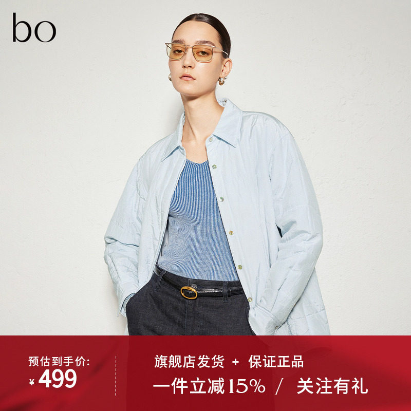 【桑蚕丝】播商场同款黑标系列简约衬衫领棉服外套女BDR3PD2029