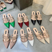 网红包头凉拖鞋 尖头柳钉粗跟舒适百搭气质潮流 女2025年春夏新款