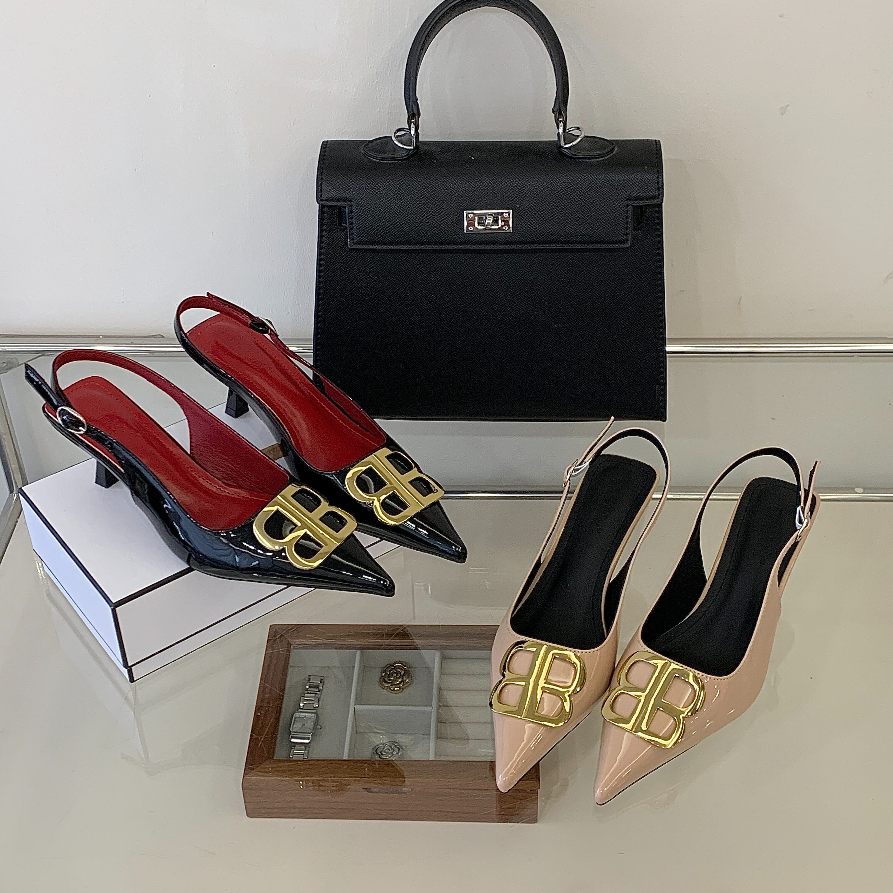 2026春季新款黑色尖头高跟鞋5cm法式气质细跟包头凉鞋女后空单鞋