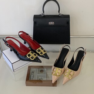 2026春季新款黑色尖头高跟鞋5cm法式气质细跟包头凉鞋女后空单鞋