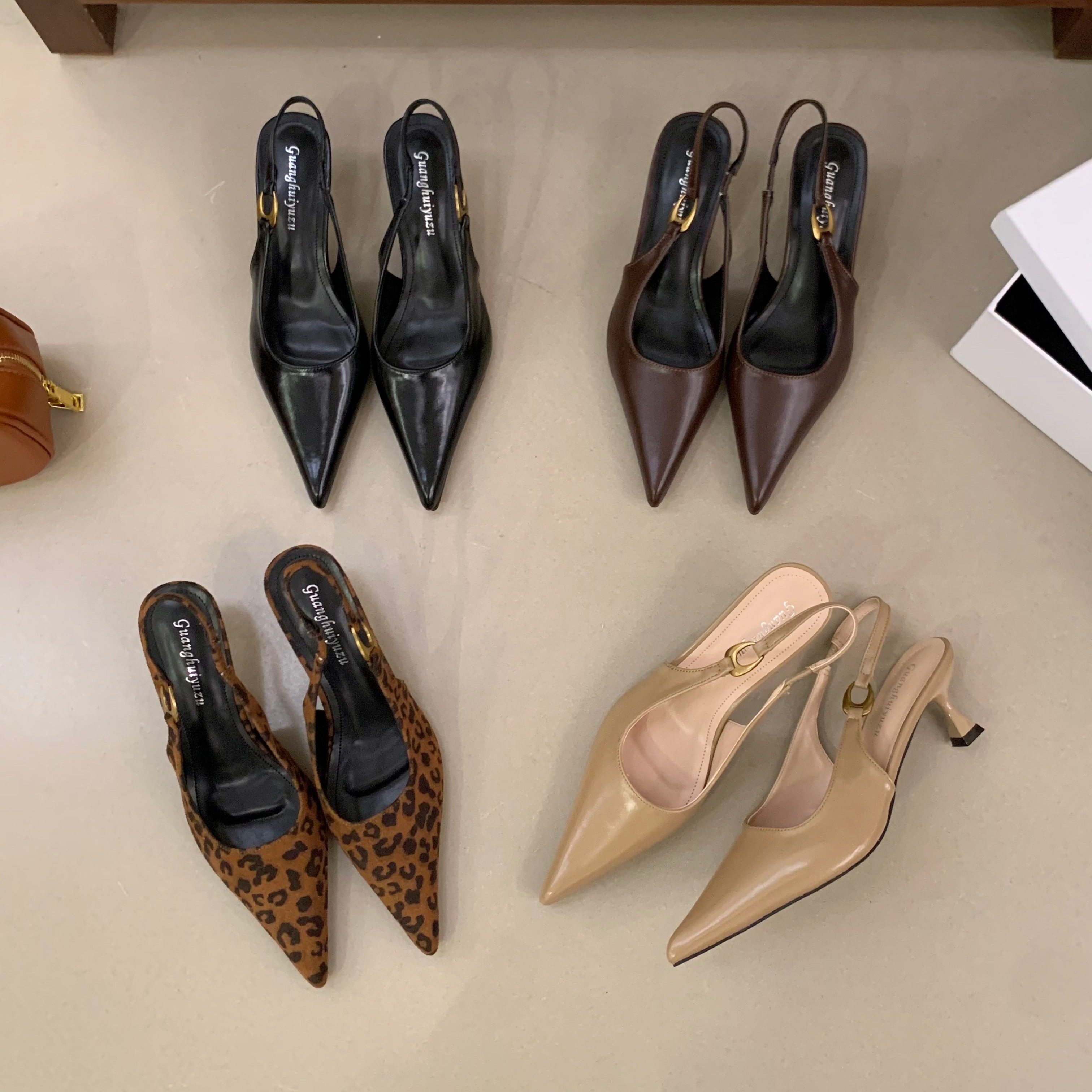 法式细跟气质包头凉鞋浅口女鞋2026春夏新款百搭尖头黑色通勤单鞋