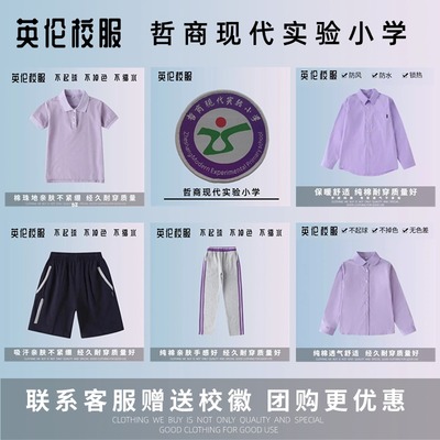 校徽校服】临海市哲商现代实验小学 英伦学生运动服短袖