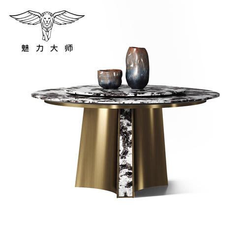 魅力大师大理石餐桌圆桌现代