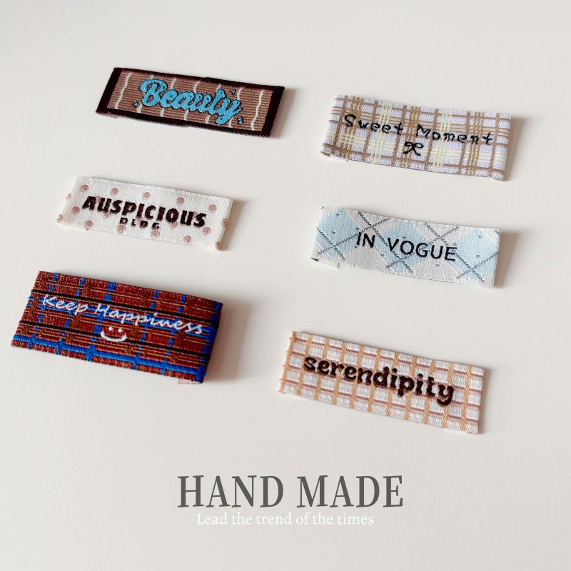 现货韩系布标格子波点装饰标签