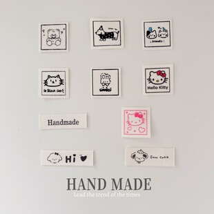 迷你布标纯棉印唛包包娃衣宠物衣服装饰配件手工标签diy织唛布贴