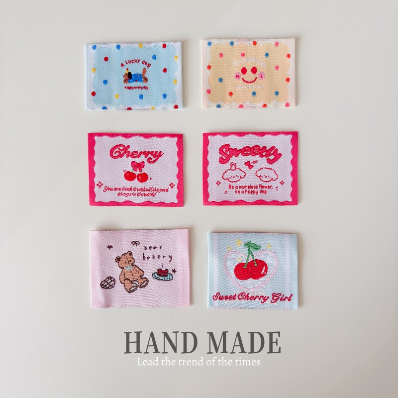 现货织唛布标彩色樱桃标签