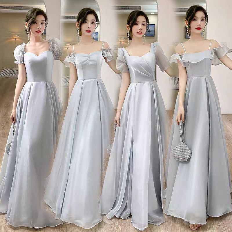 灰色伴娘服2025新款仙气质显瘦