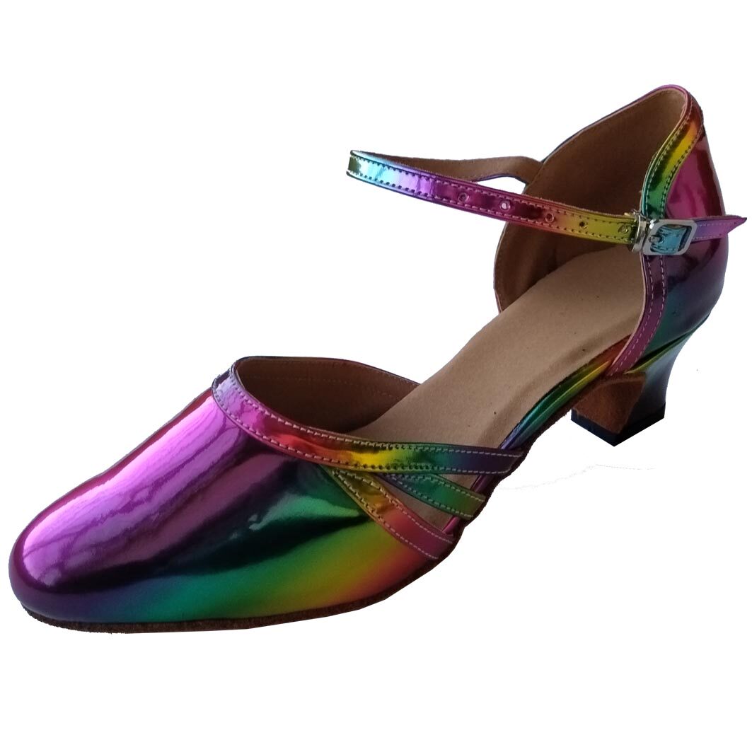 包头女拉丁舞鞋 成人国标交谊 学生摩登演出 宝蓝软底 定制跟大码