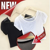 夏装 圆领短袖 黑色蕾丝网纱短款 上衣 半截半身内搭 打底衫 2019女装