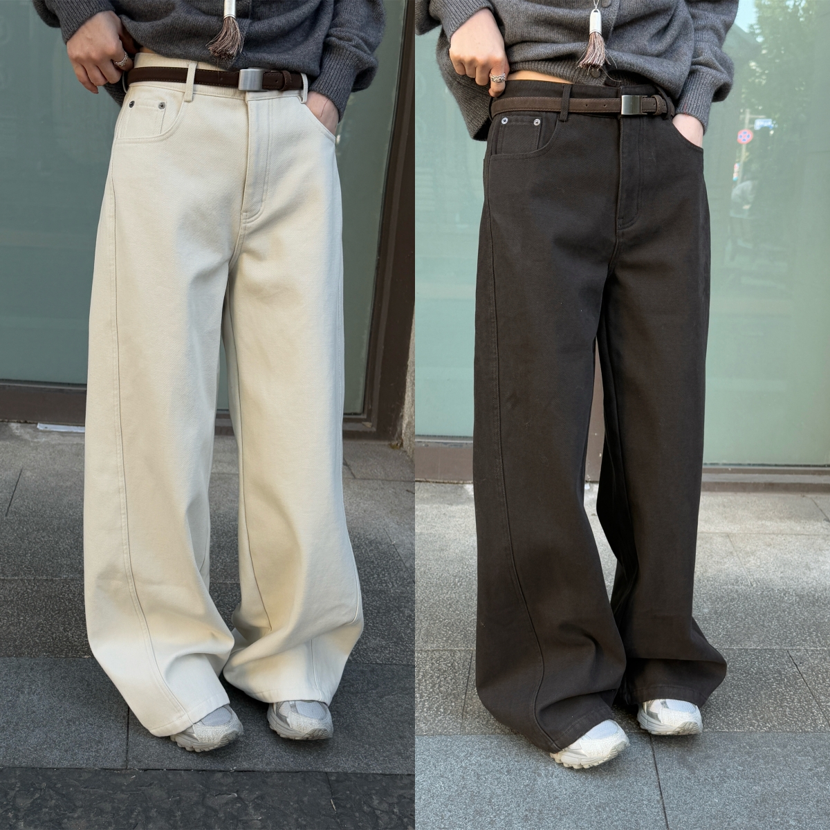 欧洲站2025冬季时尚高腰净版直筒侧压线垂感加绒休闲牛仔裤长裤女