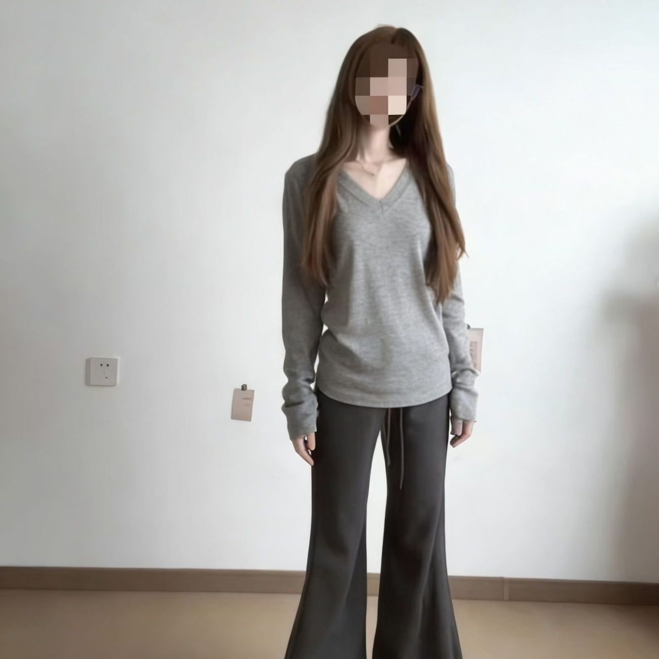 韩系正肩中长款长袖t恤女纯欲设计感收腰显瘦ins保暖内搭上衣学生