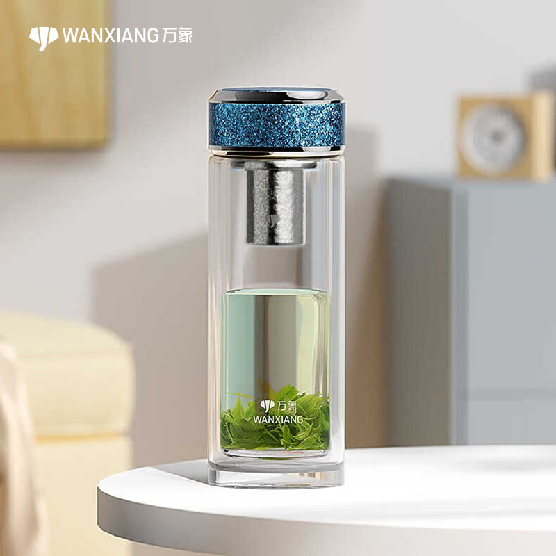 万象银离子抗菌双层隔热泡茶杯子玻璃杯女高颜值水杯男高级感轻奢