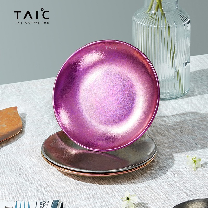 TAIC太可高端纯钛盘子菜盘家用ins现代轻奢风蔬菜沙拉水果盘客厅 餐饮具 盘 原图主图
