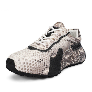 特价进口蛇皮休闲运动鞋男士全包底老爹鞋系带内增高时尚男皮鞋