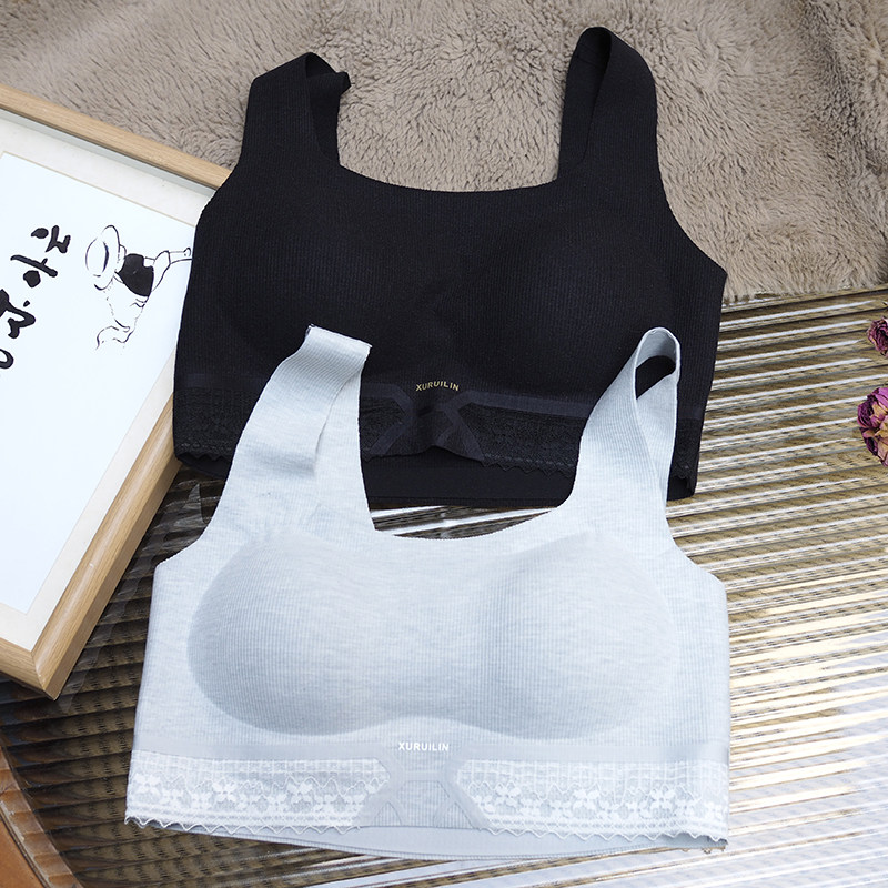 柔软无钢托美背舒适抹胸式文胸背心式无痕蕾丝宽肩带瑜伽运动内衣