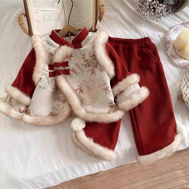 ABC新款汉服冬装2025女童中国宝宝冬季套装加厚中式拜年两件套元,童装/婴儿装/亲子装,唐装,淘宝优惠券,粉丝福利购,淘宝优惠卷