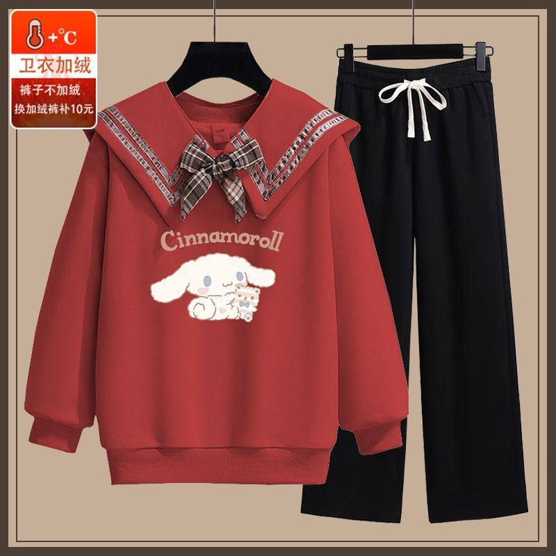 ABC娃娃领加绒保暖卫衣套装女新款宽松少女装洋气时尚红色两件单/,女装/女士精品,时尚套装,淘宝优惠券,粉丝福利购,淘宝优惠卷