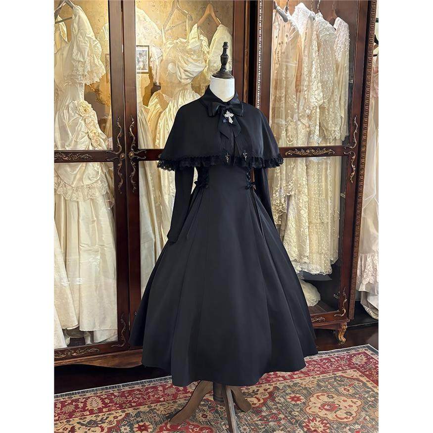 ABC暗黑系Lolita收腰连衣裙+斗篷套装2025冬季哥特女装,女装/女士精品,时尚套装,淘宝优惠券,粉丝福利购,淘宝优惠卷