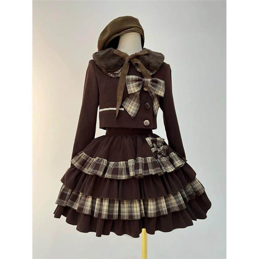 ABC巧克力蛋糕 棕色系日系lolita软萌毛呢外套+蛋糕蓬蓬裙冬季新,女装/女士精品,时尚套装,淘宝优惠券,粉丝福利购,淘宝优惠卷