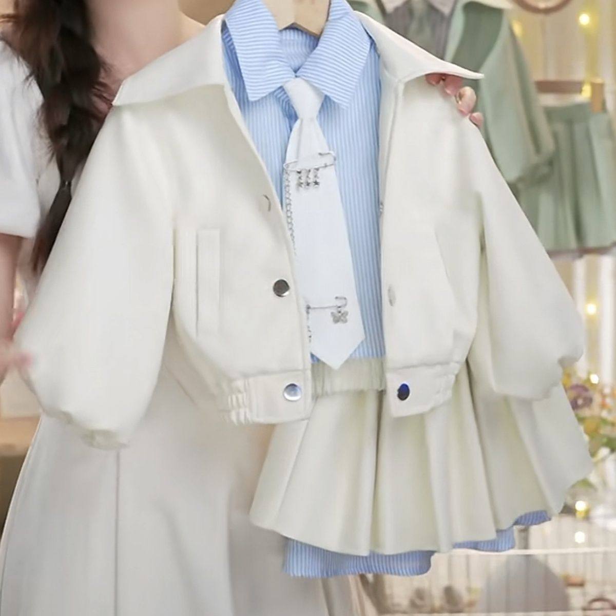 ABC女童新款皮衣套装2025洋气假两件夹克外套休闲百褶裙时尚爆款,童装/婴儿装/亲子装,儿童运动套装,淘宝优惠券,粉丝福利购,淘宝优惠卷