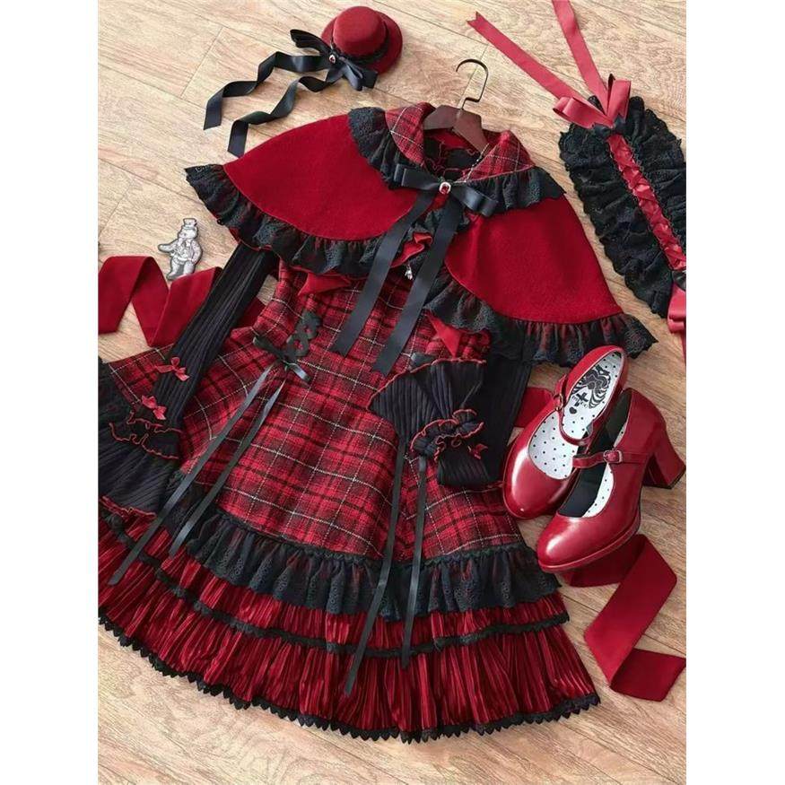 ABC可爱萌萌Lolita红色节日感套装女斗篷+内搭+吊带裙子,女装/女士精品,时尚套装,淘宝优惠券,粉丝福利购,淘宝优惠卷