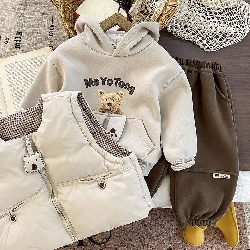 ABC男童秋冬季加绒套装新款洋气婴儿童装男宝宝冬装加厚马甲三件,童装/婴儿装/亲子装,儿童运动套装,淘宝优惠券,粉丝福利购,淘宝优惠卷