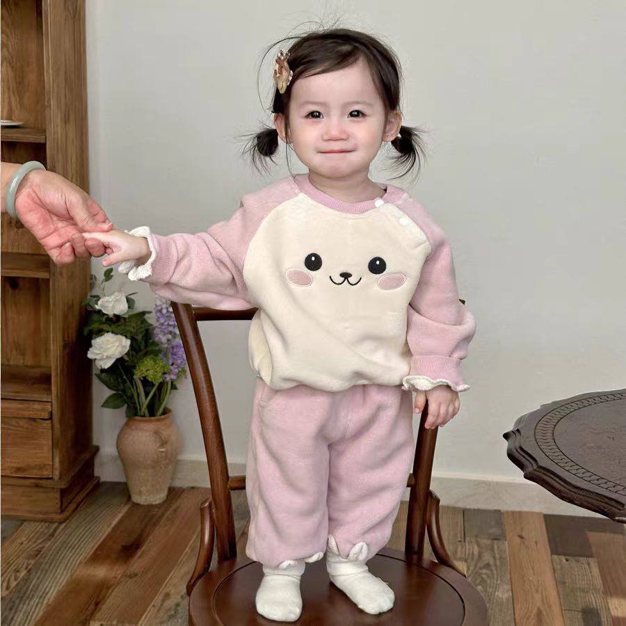 ABC女童秋冬休闲套装韩版婴幼儿可爱加绒加厚卡通卫衣裤子两件套,童装/婴儿装/亲子装,儿童运动套装,淘宝优惠券,粉丝福利购,淘宝优惠卷