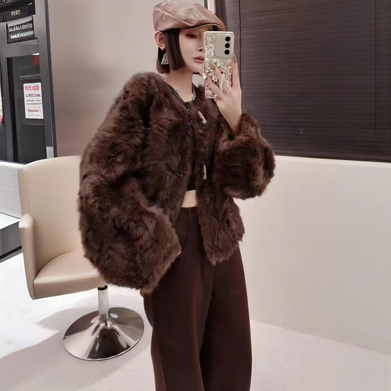 织女秀秀韩版常规款皮毛一体