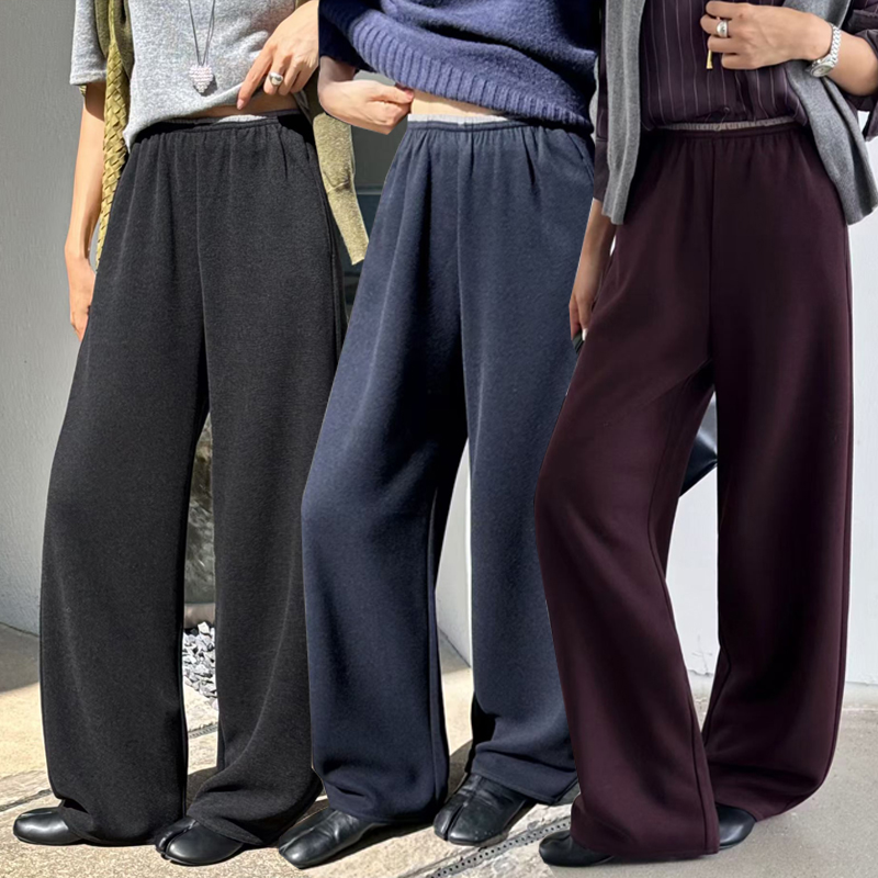 简谜冬季醋酸羊绒微弯刀裤