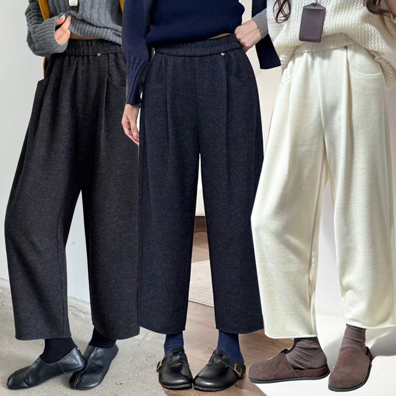 大码秋冬毛呢百搭宽松显瘦九分